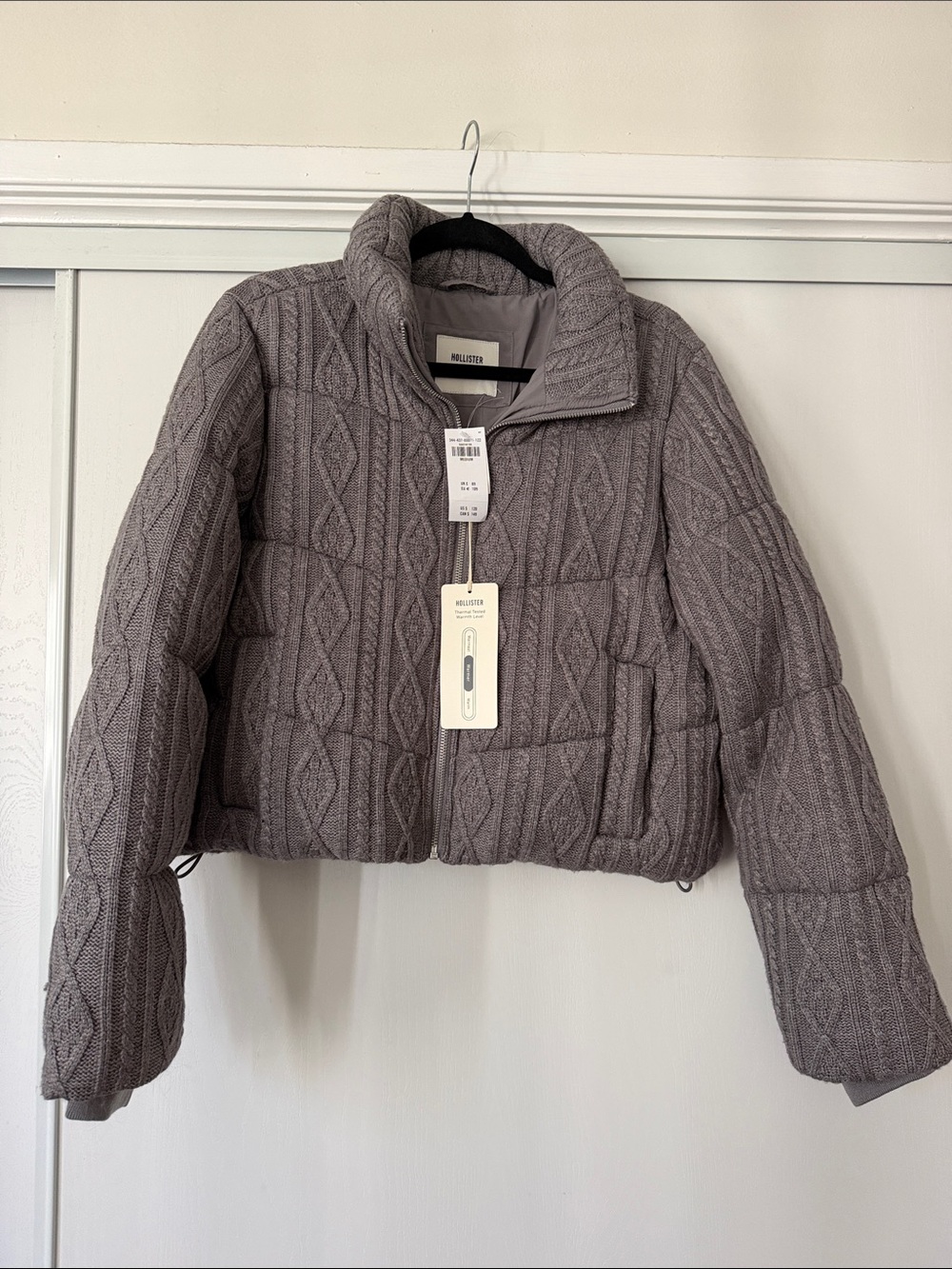 Hollister Quilted Knit Cable Puffer Jacket